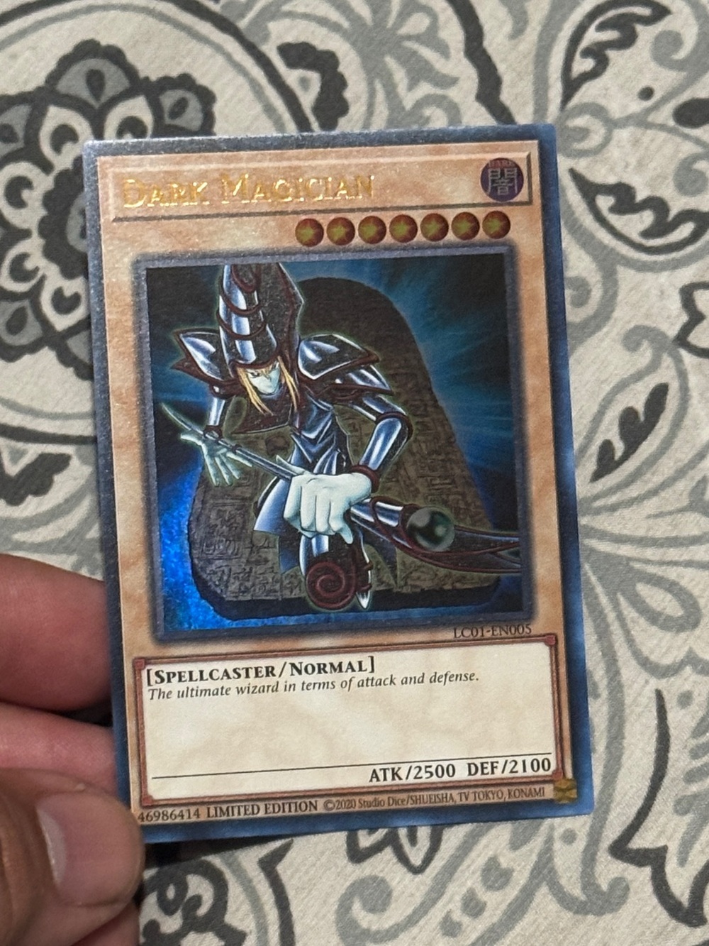 Dark Magician Yu-Gi-Oh! Holographic Trading Card - Blue and Gold